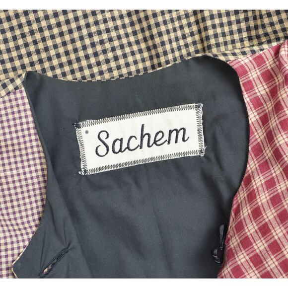 Vintage Cute Dog Lover Plaid Cotton Chore Jacket with Bone Buttons M L - Picture 8 of 8